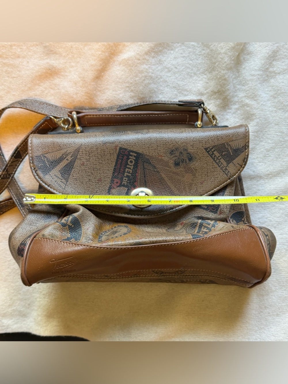 Vintage Texier Paris Travel Print Crossbody Bag Made France - Picture 4 of 11